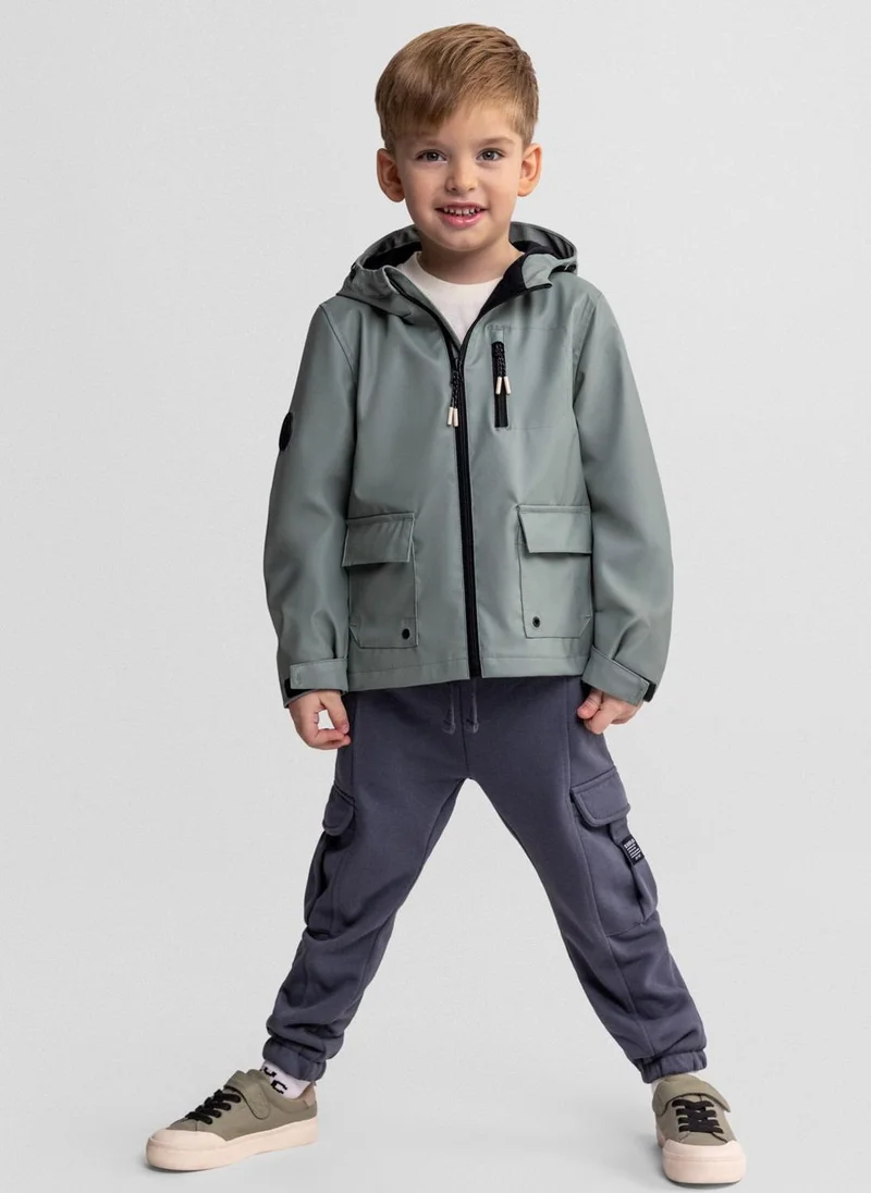 مينوتي Boys waterproof teal parka adjustable hood